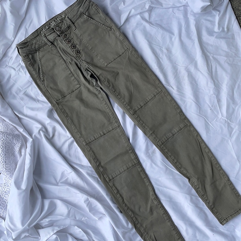 Green Skinny Cargo Jeans